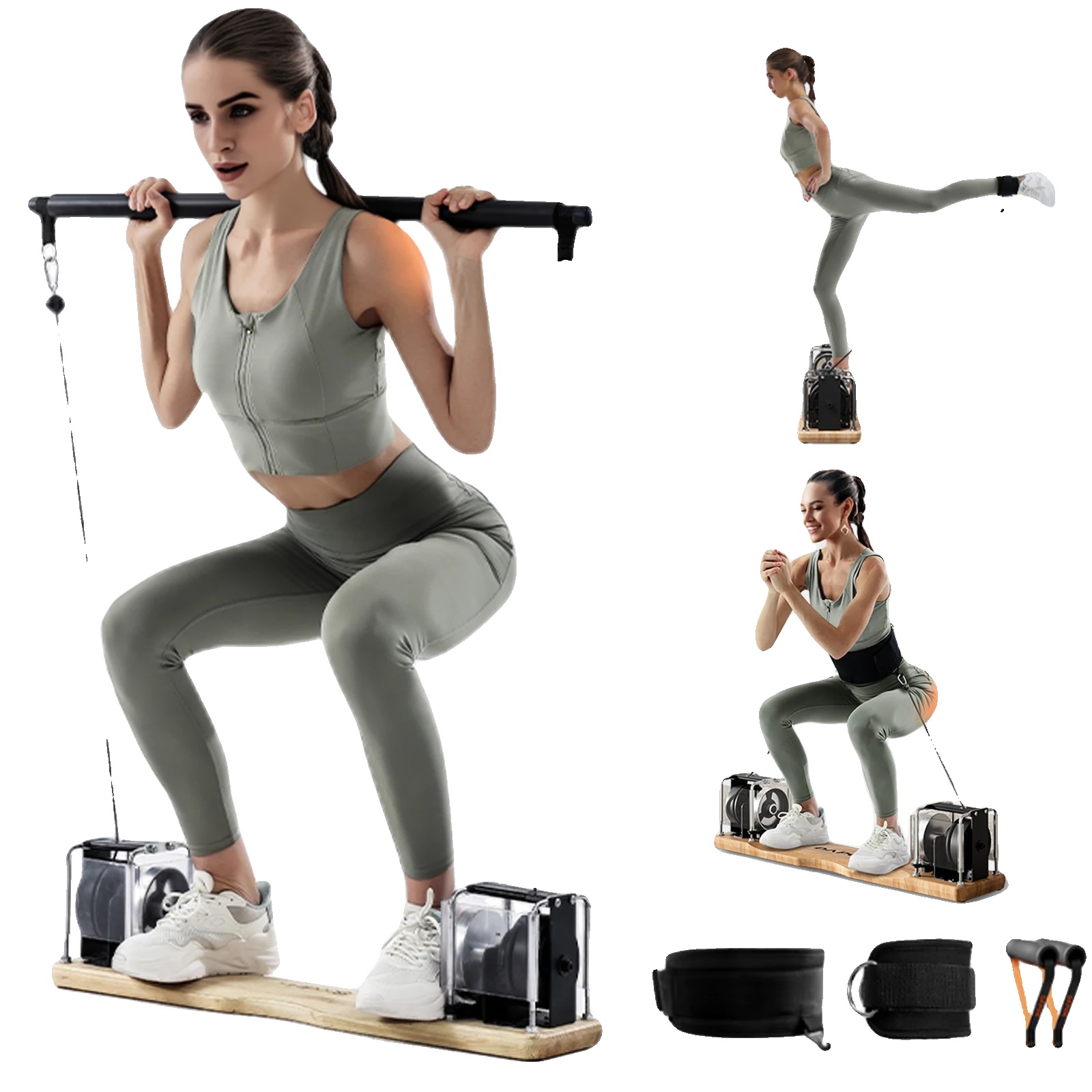 Krafttrainer, Verstellbarer Widerstand, Komplettes Workout, Schwarz