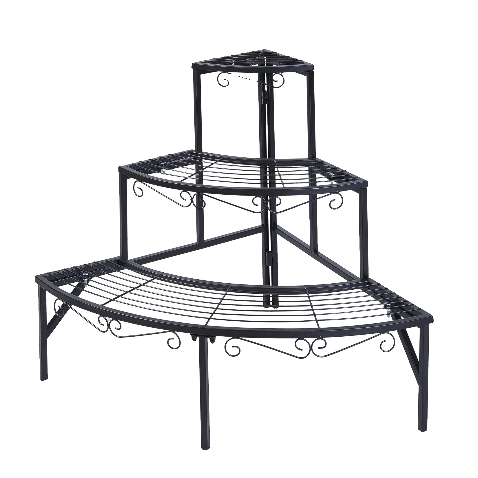 Pflanzenregal, 3-stufiges Design, Robuste Metallkonstruktion, Schwarz