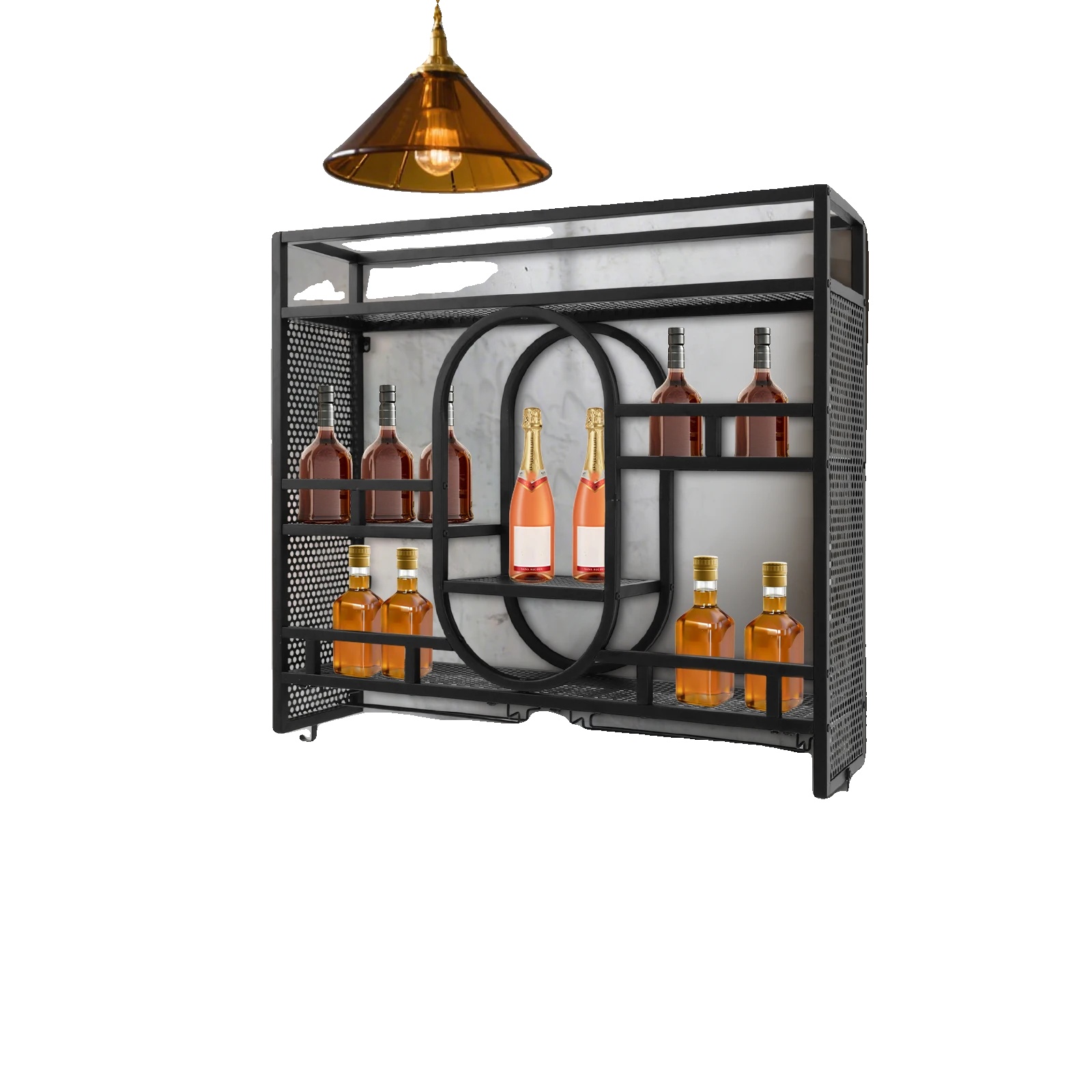 Wandmontierter Weingestell, Eisenmaterial, 100cm X 25cm X 90cm, Maximalbelastung 150kg, Bruttogewicht 12kg, Installationsart Wandmontiert