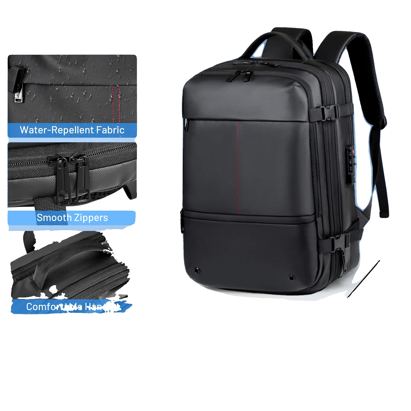 Staubsauger-rucksack, Wasserdichtes Design, Platzsparende Kompression, Schwarz