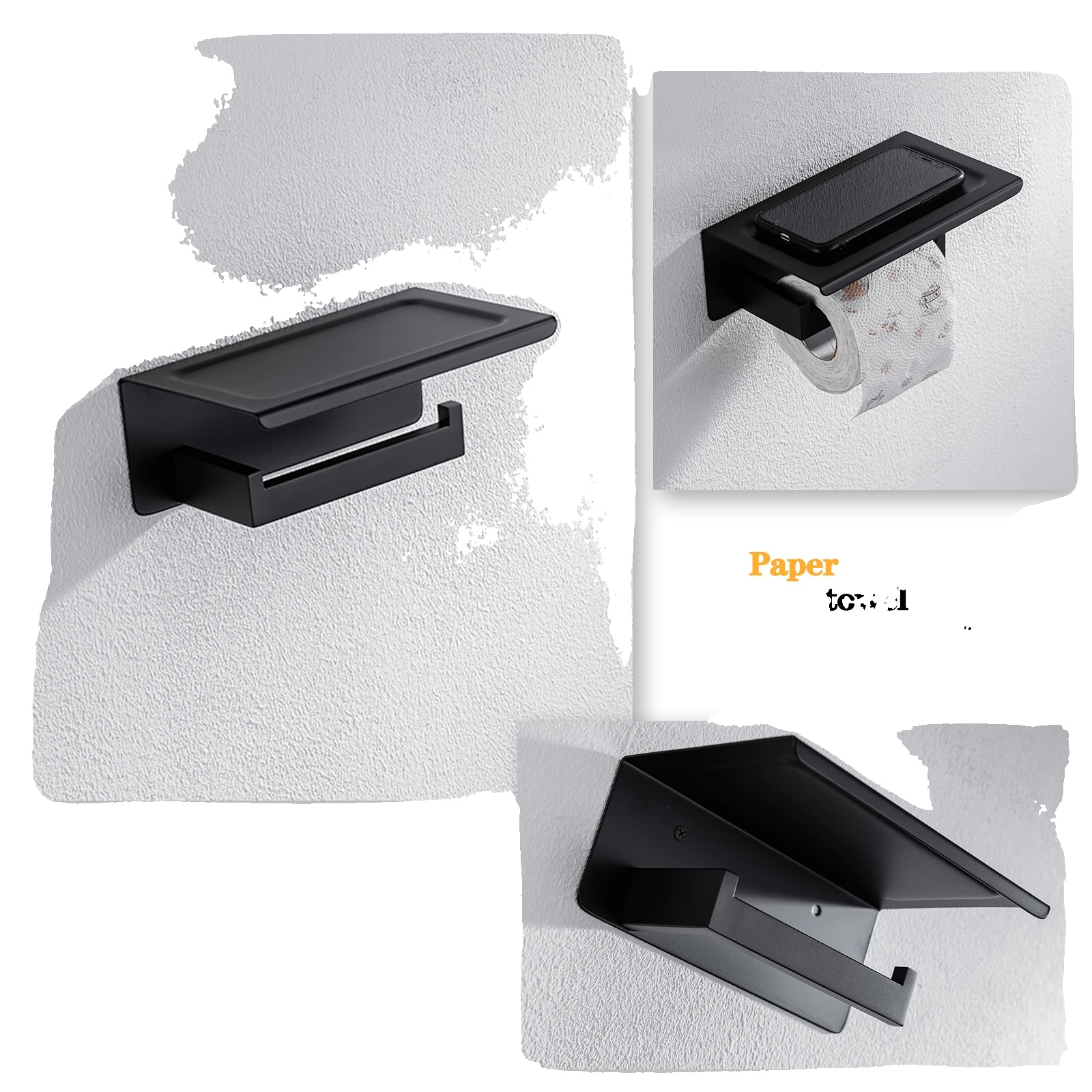 Badezimmer-hardware-set, Wandmontierte Halter, Robuste Metallkonstruktion, Zjp-schwarz