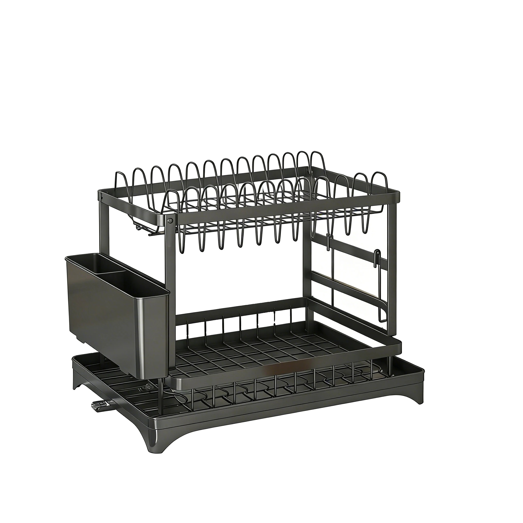 Utensilienhalter, Platzsparendes Design, Automatische Abflussfunktion, Schwarz
