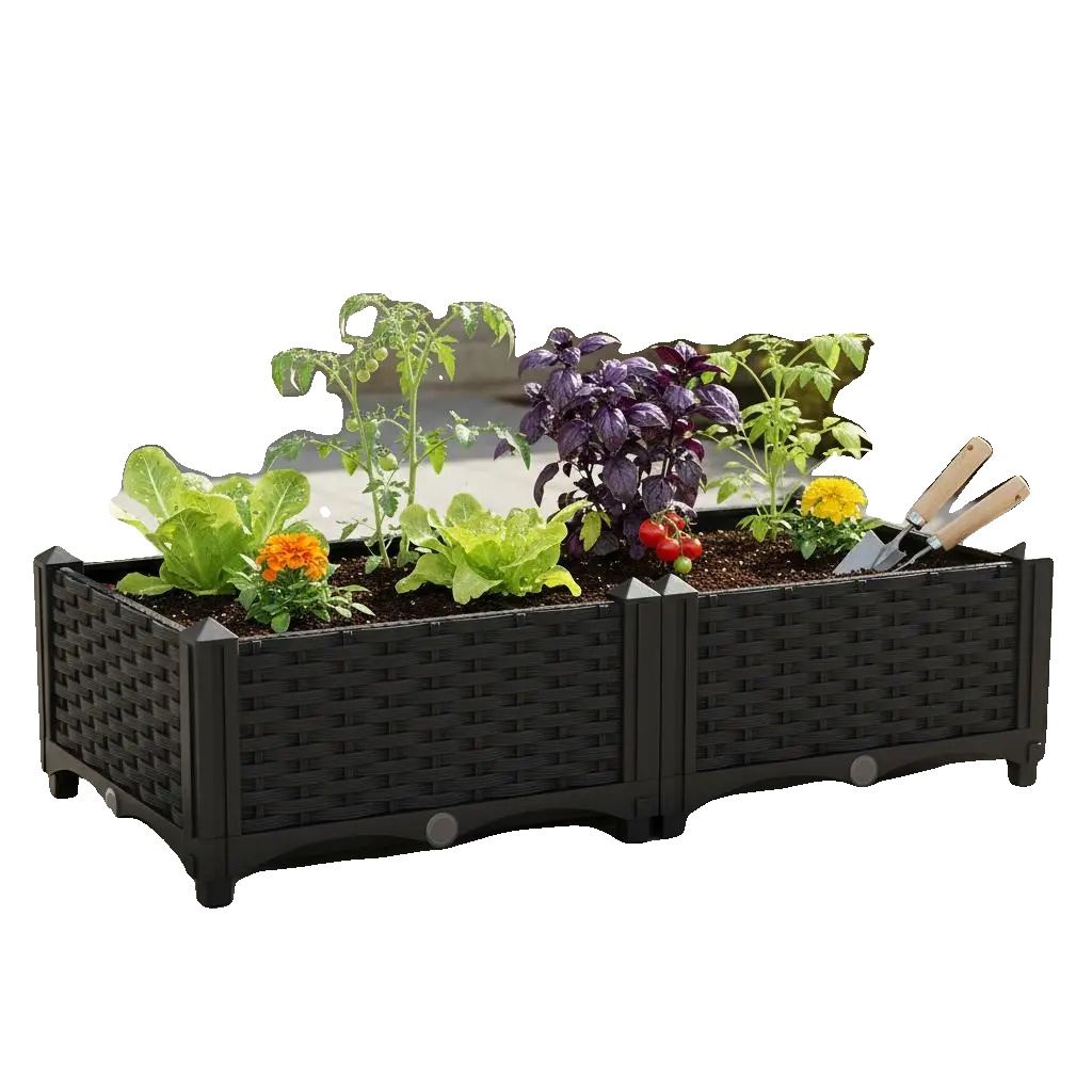 Blumentopf Für Hochbeet, Langlebiges Polypropylen, Vielseitige Verwendung, Schwarz