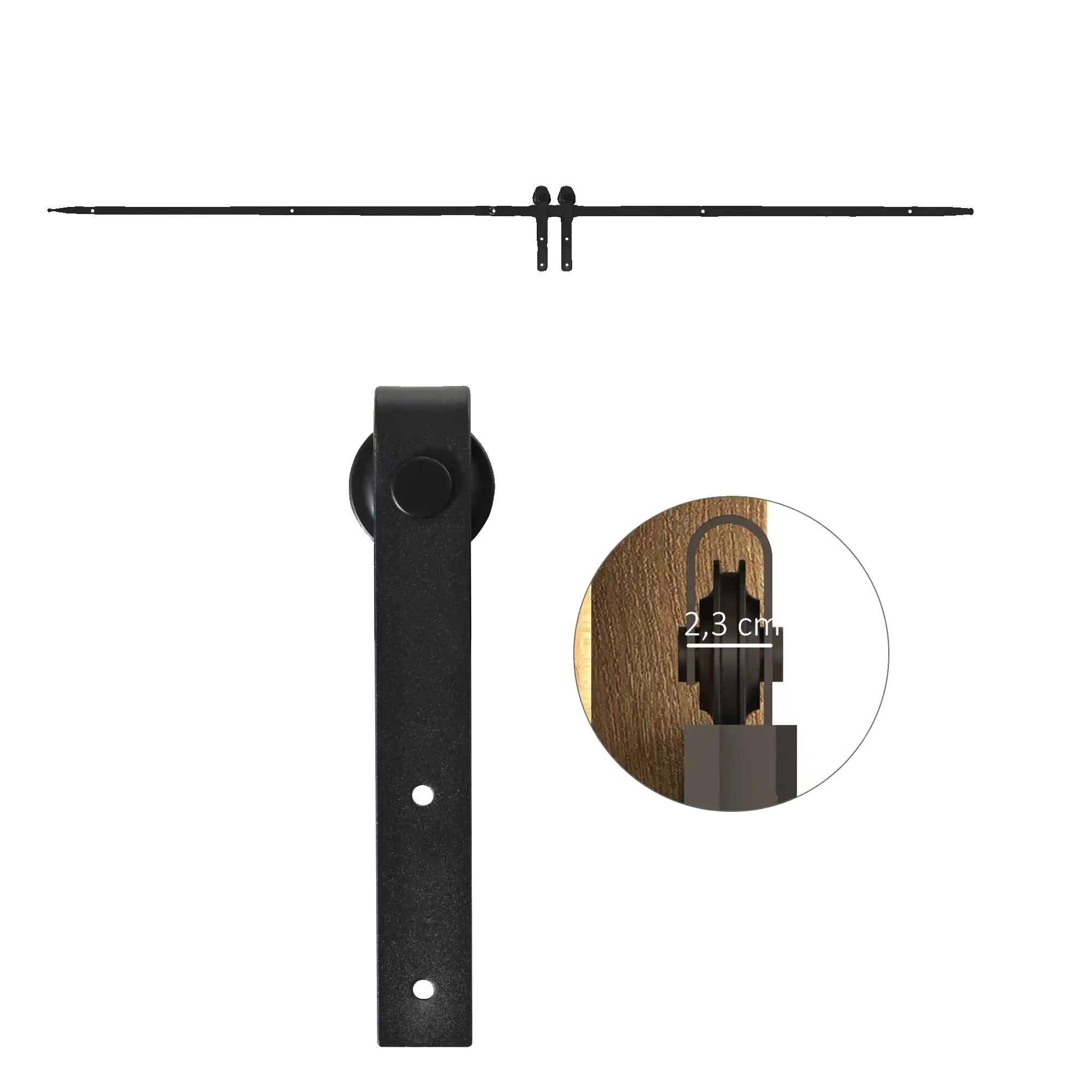Schiebetürzubehör, Platzsparendes Design, Langlebiger Kohlenstoffstahl, Schwarz, 2m