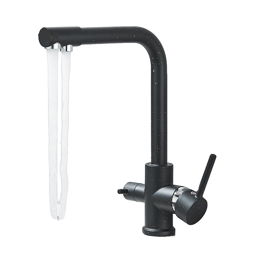 Wasserfilter-armatur, Dual-temperaturregelung, 360-grad-drehung, Schwarz Mit Punkt