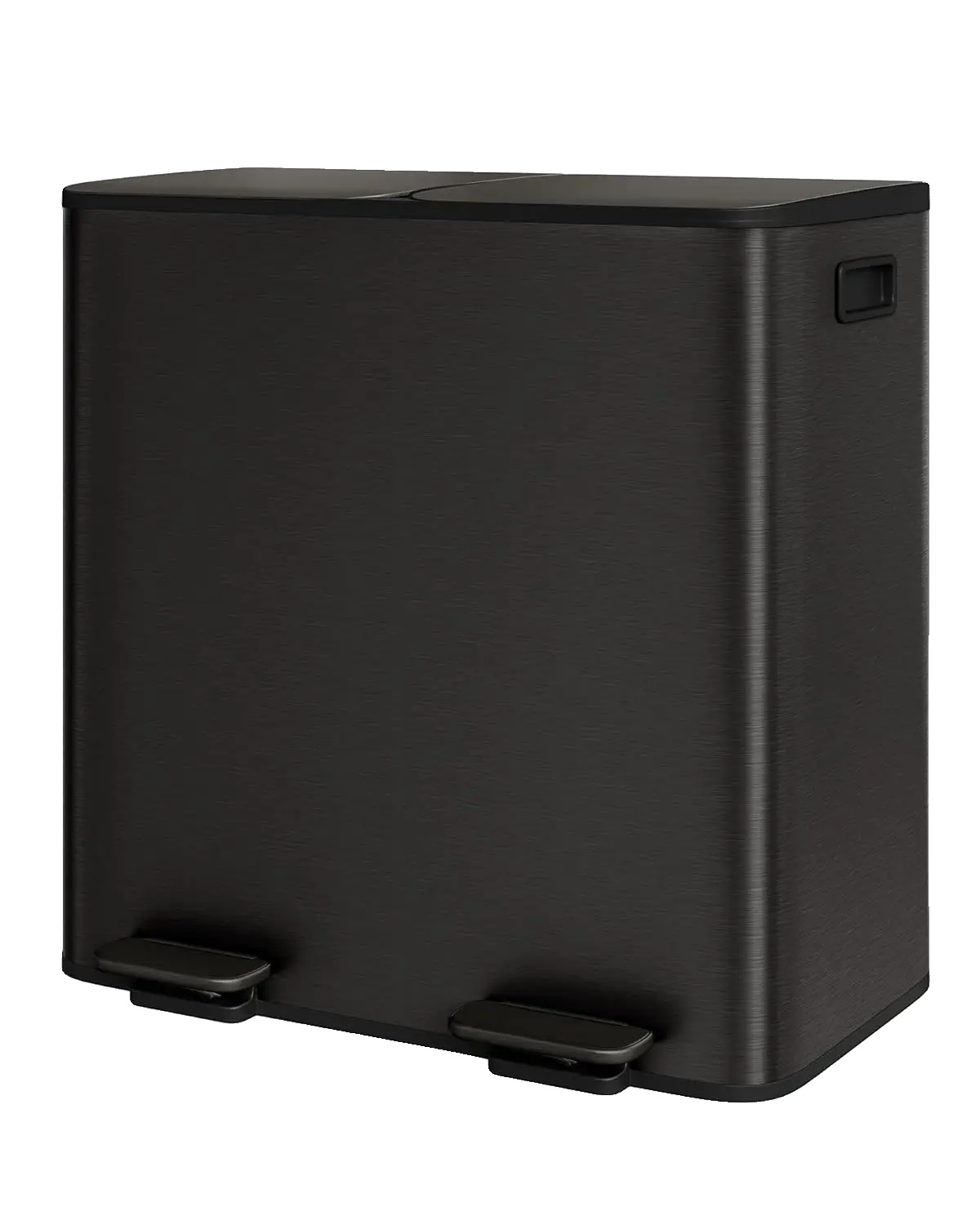 Mülltonne, Duale Fächer, Edelstahl-design, Schwarz-2x40l