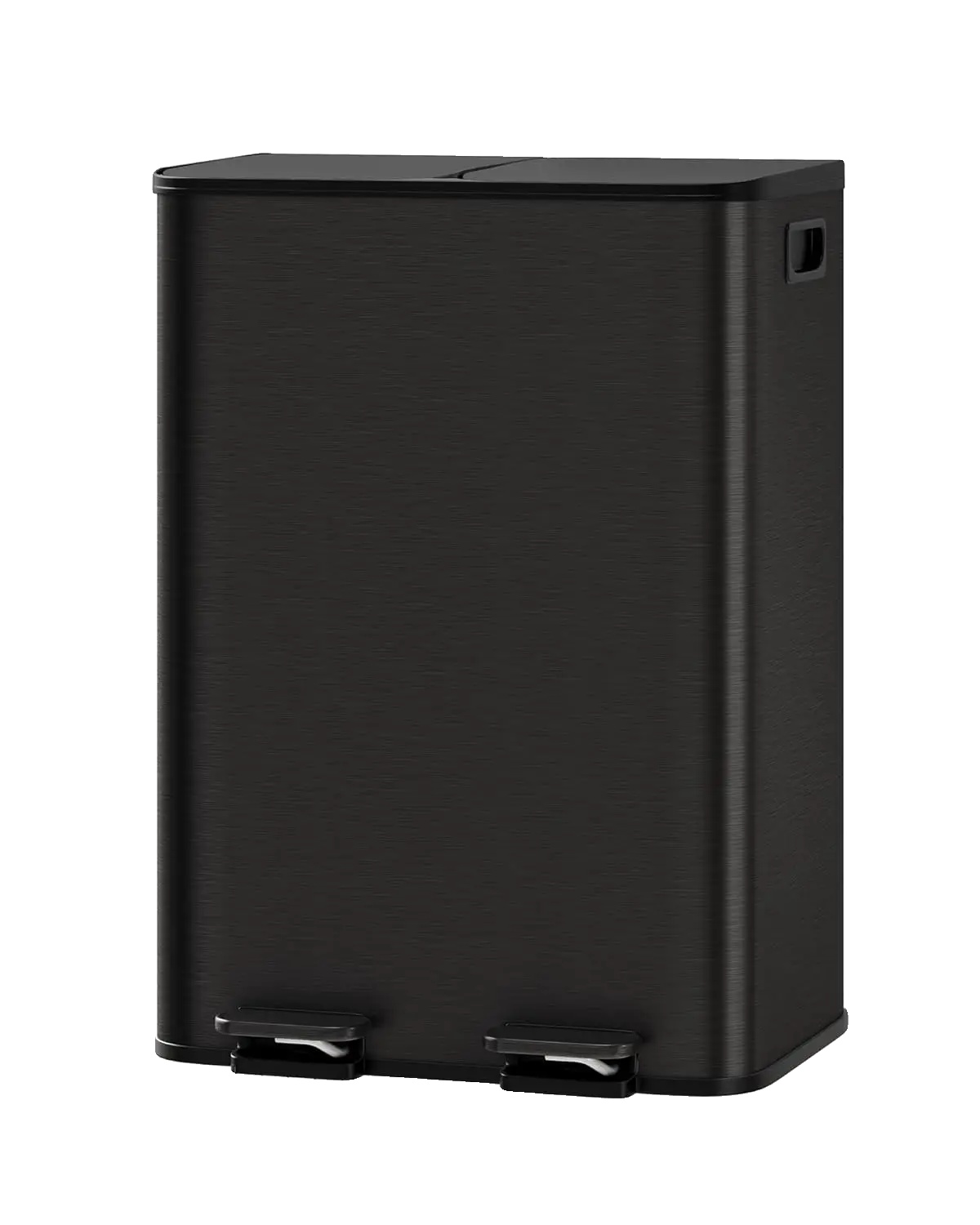 Mülltonne, Duale Fächer, Edelstahl-design, Schwarz-2x30l