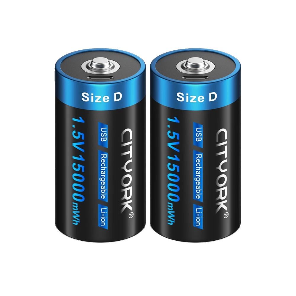 D-größe Wiederaufladbare Batterie, Usb-ladung, 15000mwh Kapazität, 2pcs