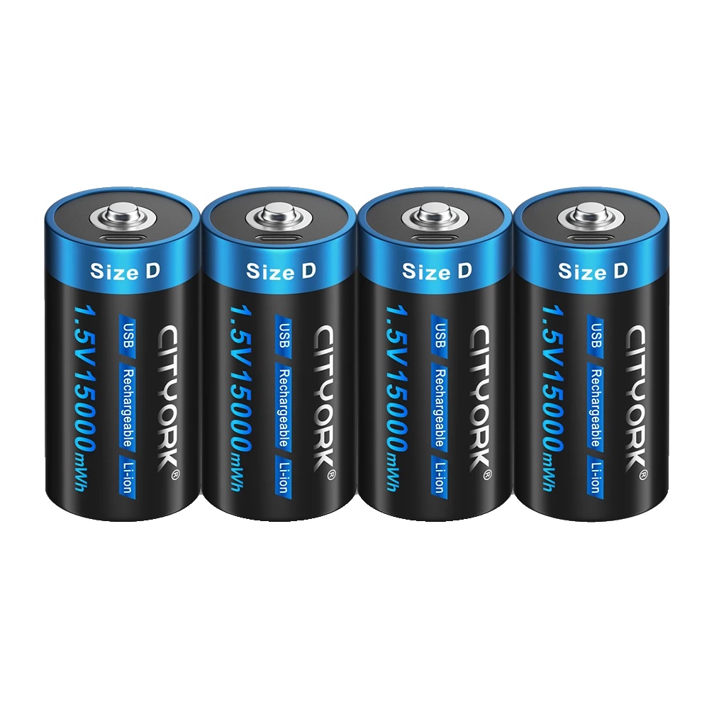 D-größe Wiederaufladbare Batterie, Usb-ladung, 15000mwh Kapazität, 4pcs