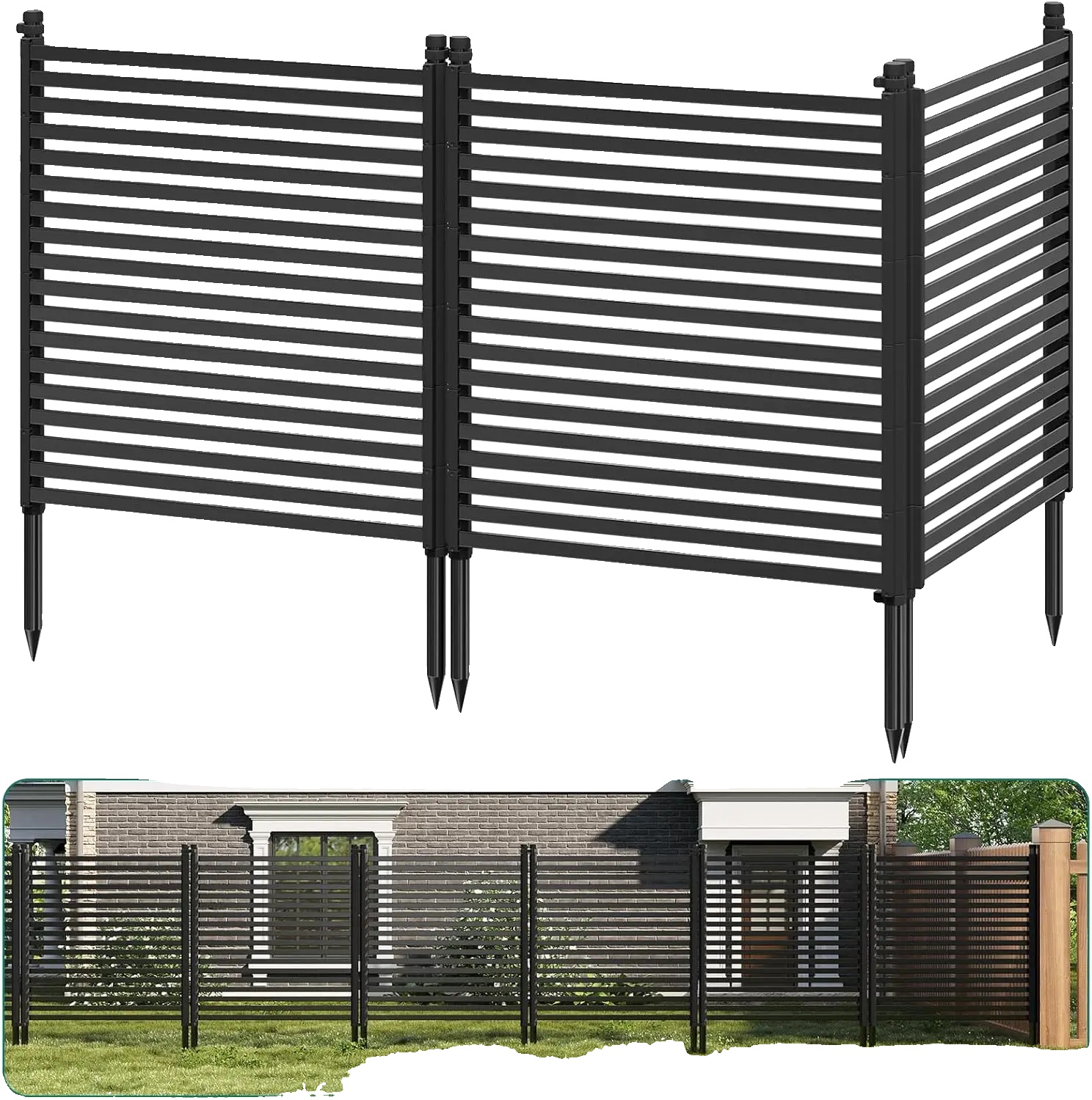 Sichtschutzzaunpaneele, Einfache Installation, Wetterbeständig, Schwarz