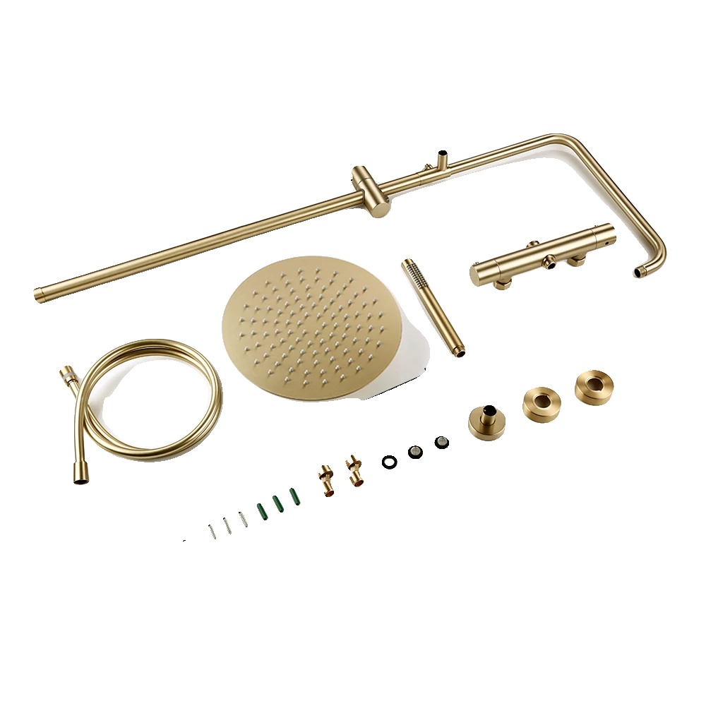Badarmatur, Thermostatische Steuerung, Dual-handle-design, Gebürstetes Gold-12zoll