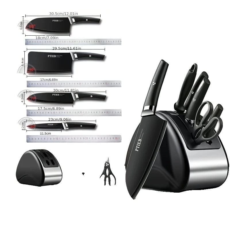 Messer Set, 5cr15mov Edelstahlklingen, Vielseitige Küchenwerkzeuge, Schwarz