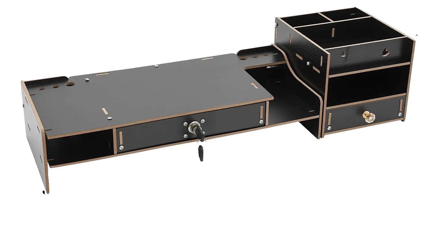 Monitorständer, Platzsparendes Design, Aufbewahrungsfächer, Schwarz