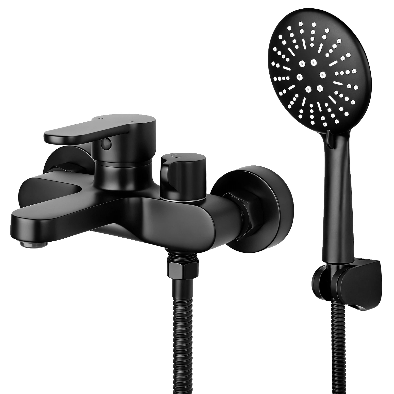 Badewannenarmatur-set, Einstellbare Temperatur, Dual-ausgangsbetrieb, Mattschwarz