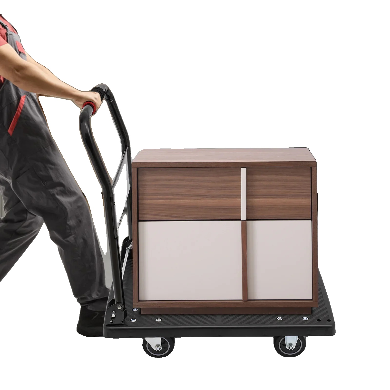 Transportwagen, Stahlrahmen, 100 Cm X 60 Cm X 100 Cm, 250 Kg Tragfähigkeit, Gummiräder, Ergonomischer Griff
