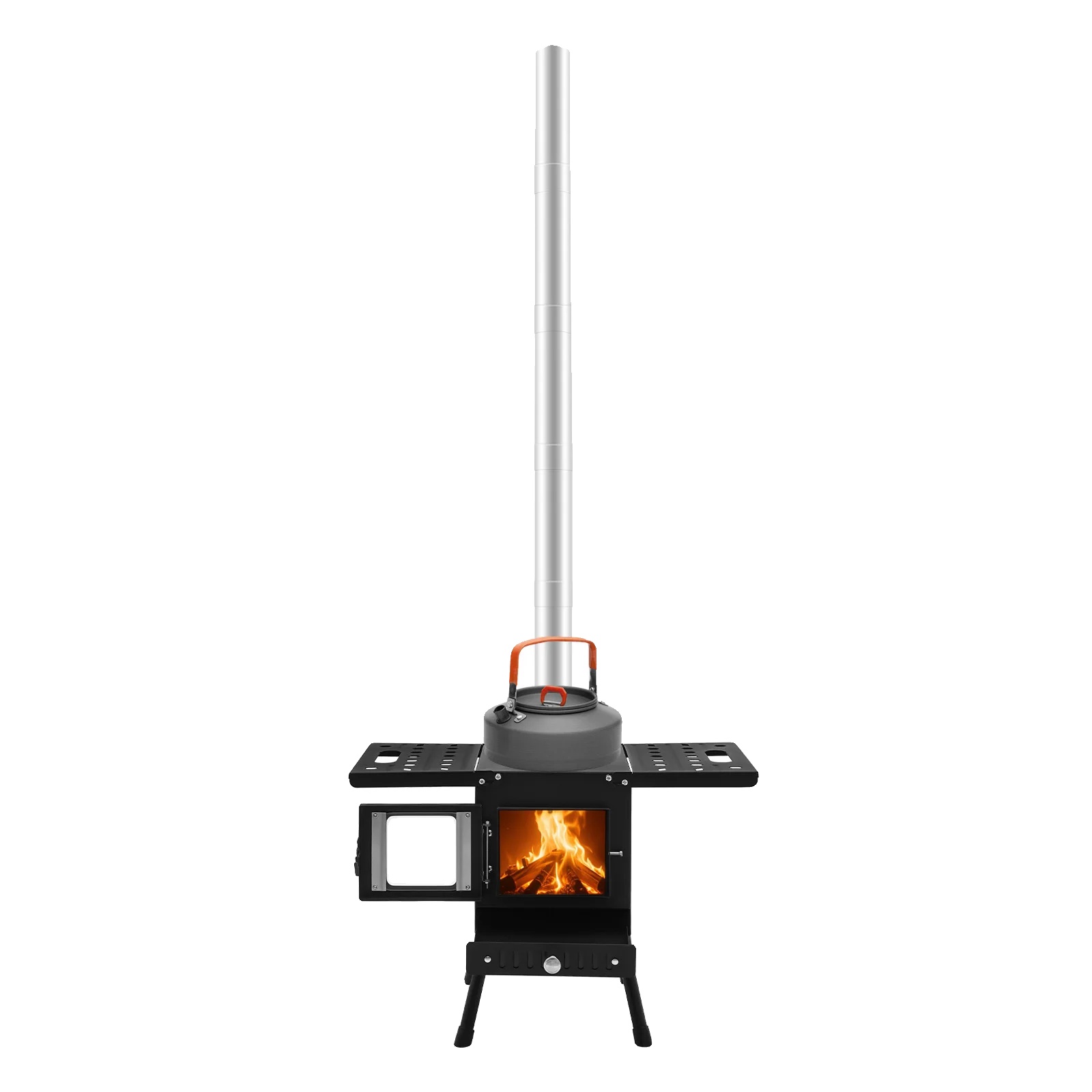 Camping Feuerholzofen, Verstellbare Höhe 35-56 Cm, Hochkohlenstoffstahl Material, Durchschnittliche Kochzeit 5 Minuten, Geeignet Für Feuerholz Und