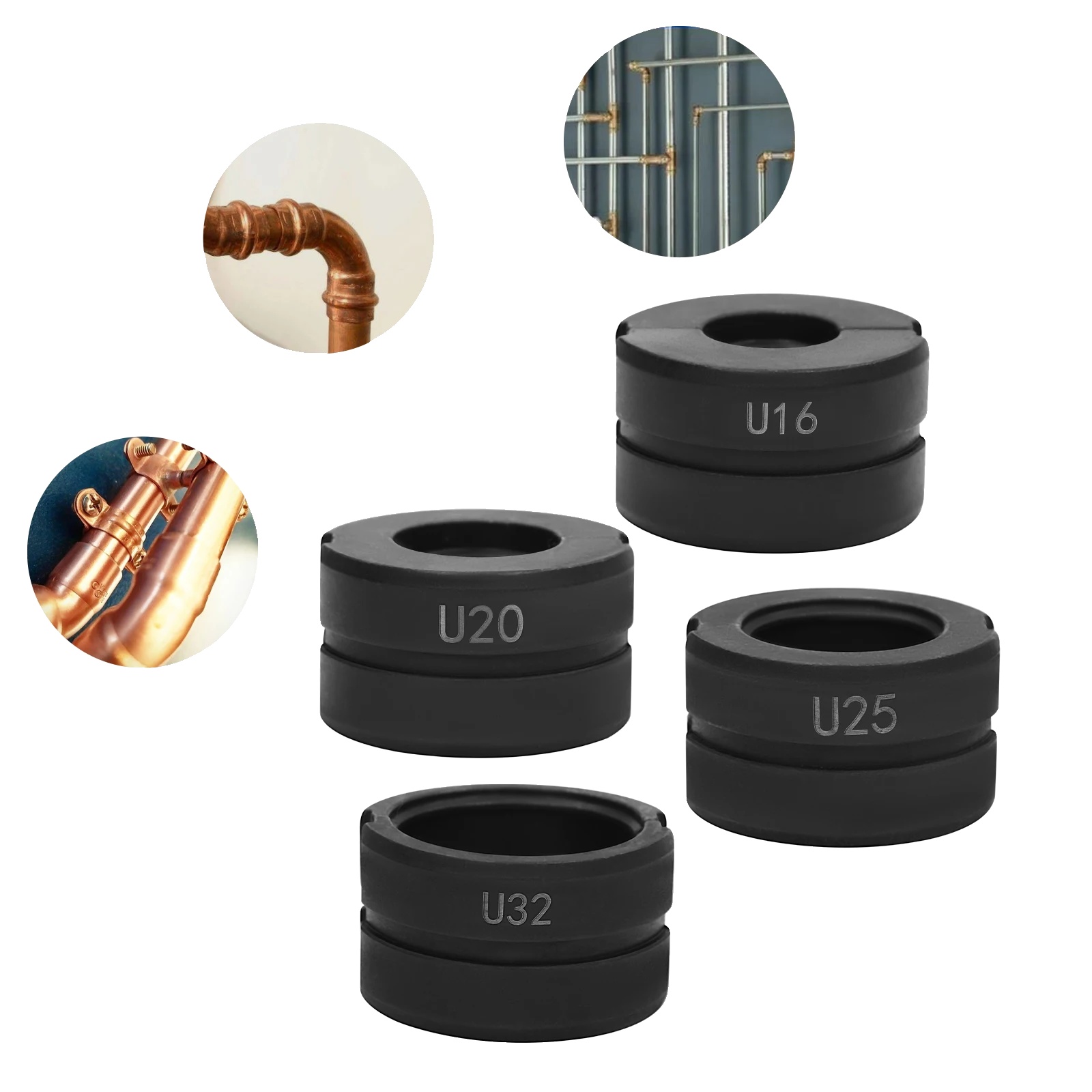 Rohrpressbacken, U-modell Matrizen, Langlebige Cr45 Stahlkonstruktion, Schwarz