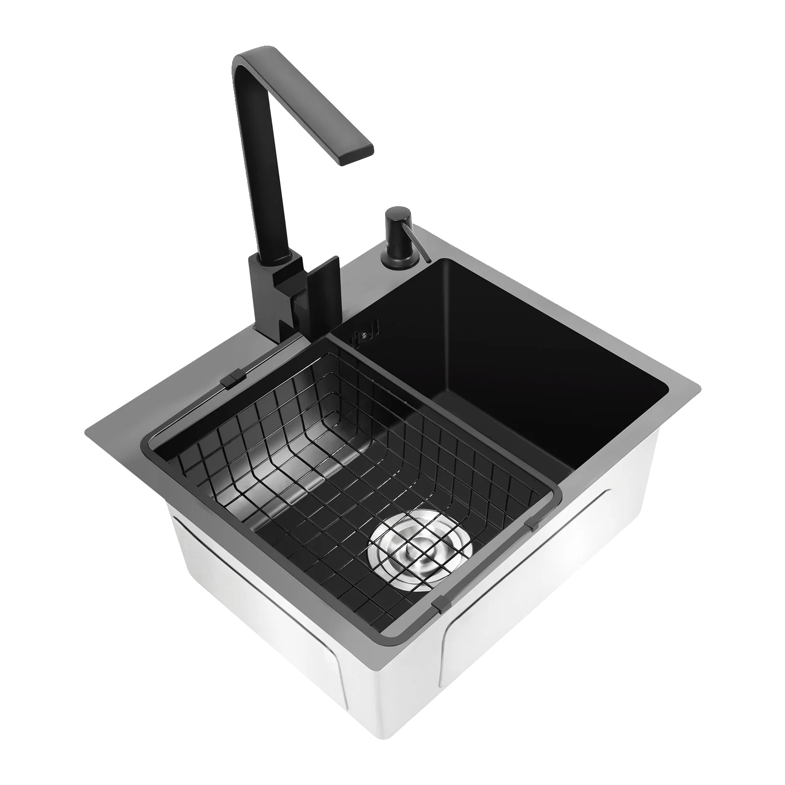 Küchenspüle, Edelstahl, Einbau-design, Schwarz