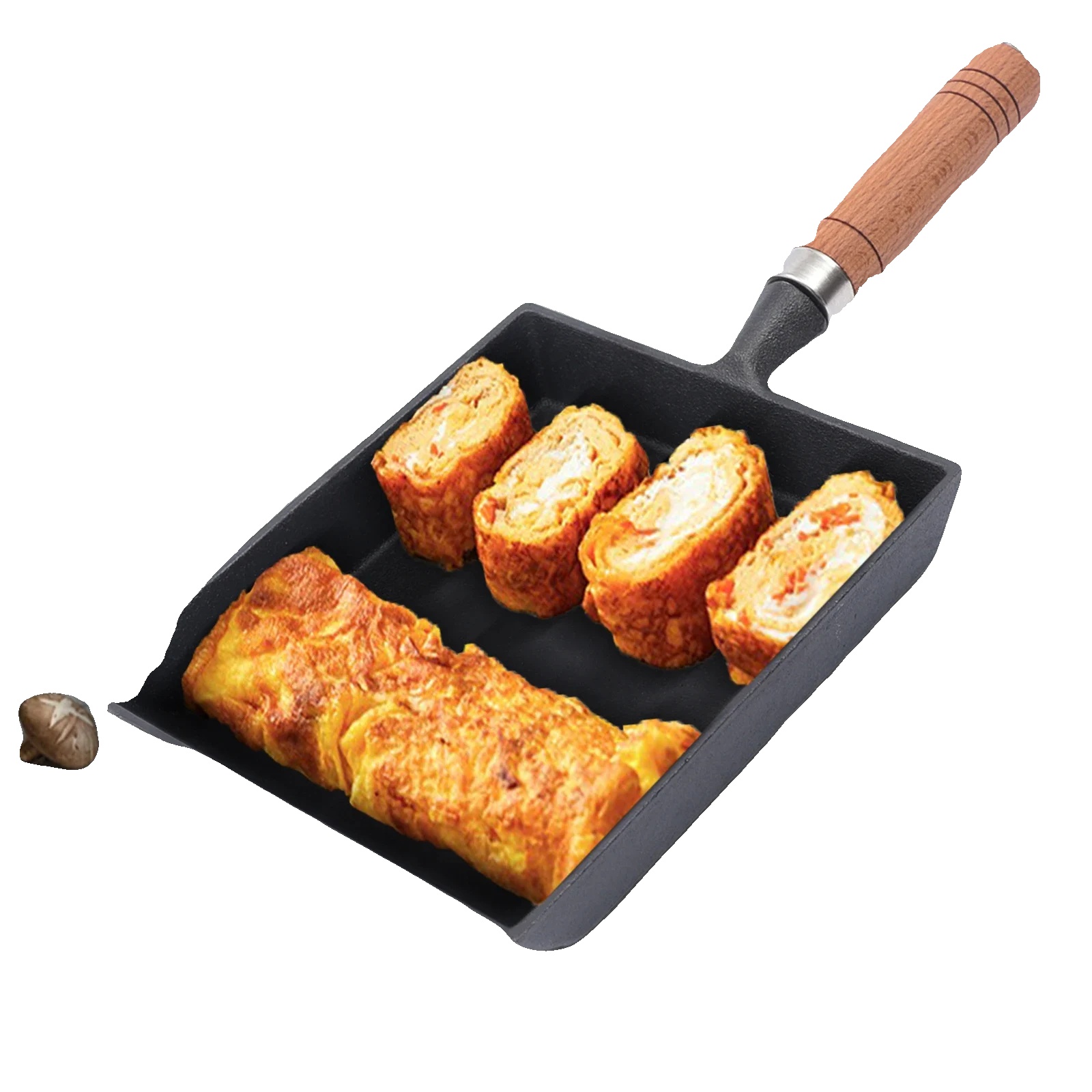 Omelette-pfanne, Gusseisenmaterial, 18,5 X 15,5 Cm Abmessungen, Induktions- Und Gas-kompatibilität, Antihaftbeschichtung, Holzgriff