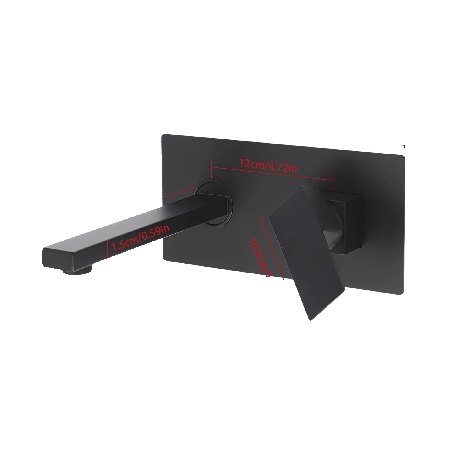 Wandmontierte Armatur, Vollkupferkonstruktion, Modernes Design, Schwarz
