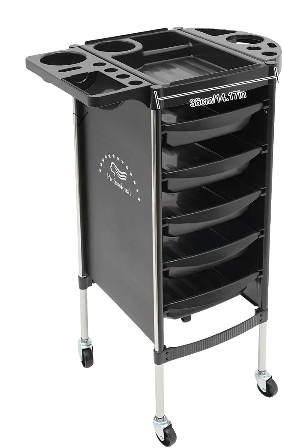 Salonwagen, 6-stufiges Design, Langlebige Konstruktion, Schwarz
