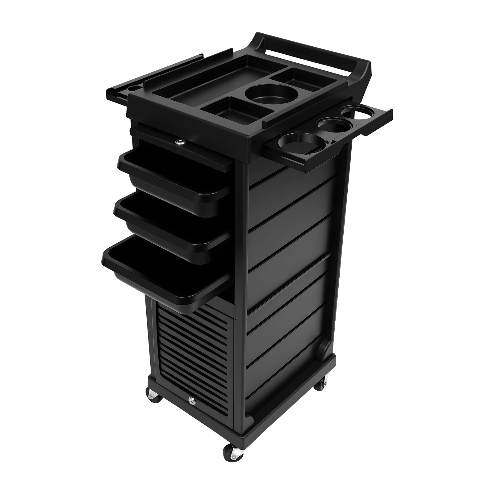 Rollwagen, 7 Ebenen, Abschließbares Design, Schwarz