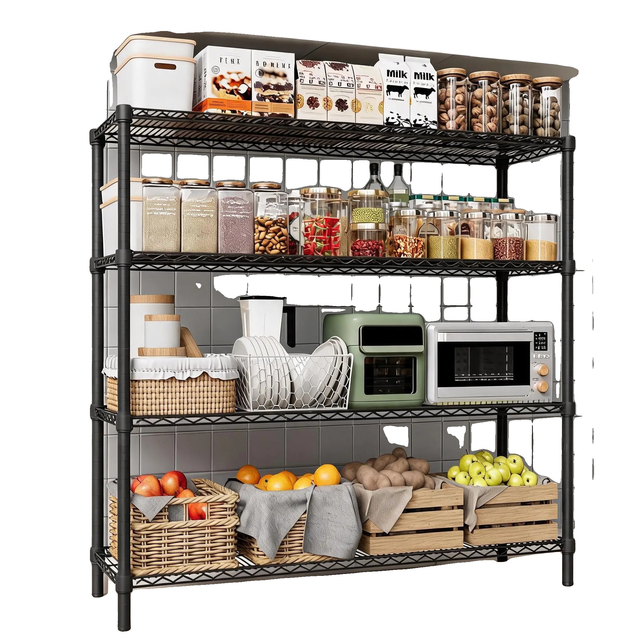 Lagerregale, Robuste Konstruktion, Verstellbare Größe, 4-tier