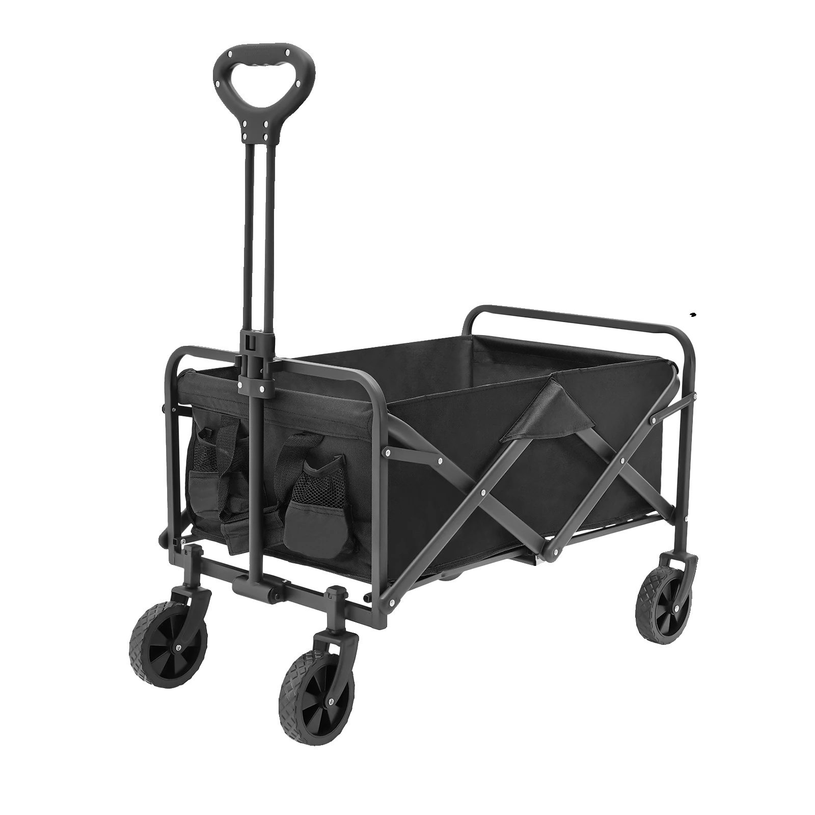 Zusammenklappbarer Wagen, 80 Kg Tragfähigkeit, Verstellbarer Griff, Schwarz