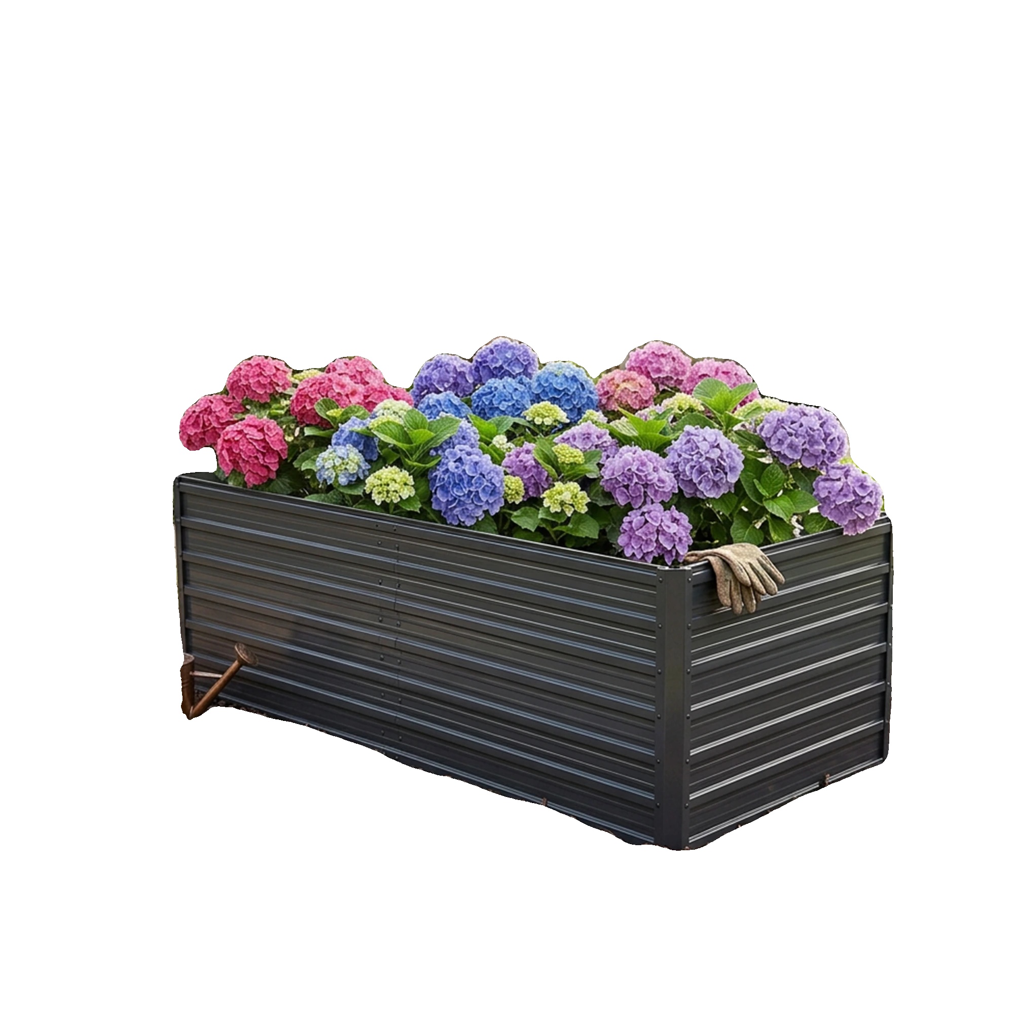 Hochbeet, Verzinkter Stahl, 190 Cm × 90 Cm × 64 Cm, Doppelt Gefaltetes Kanten-design, Offener Boden Für Drainage, Stabile Konstruktion