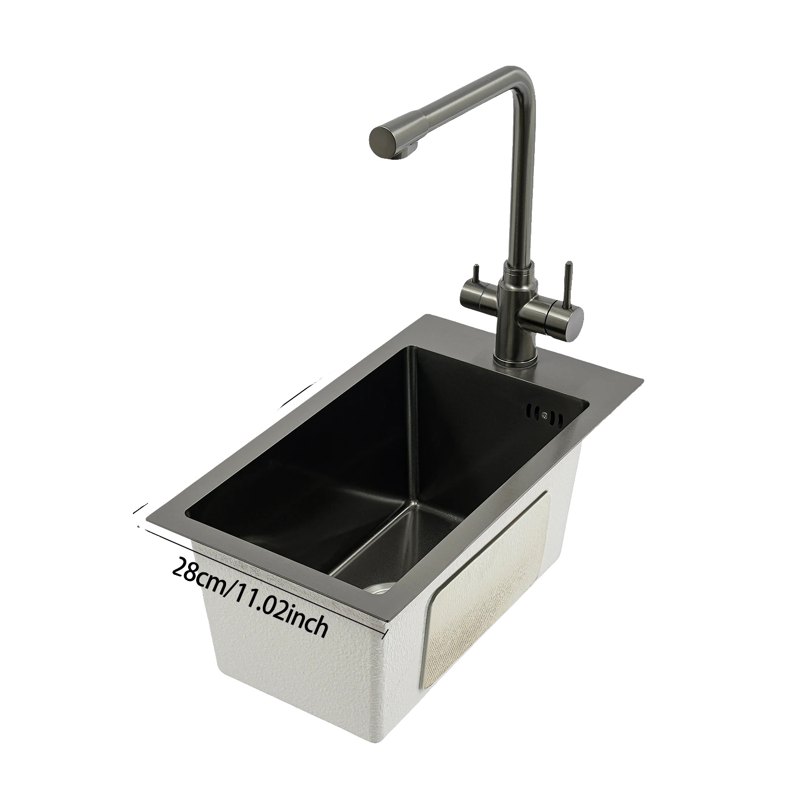 Küchenspüle, Einzelbecken, 304 Edelstahl, Schwarz