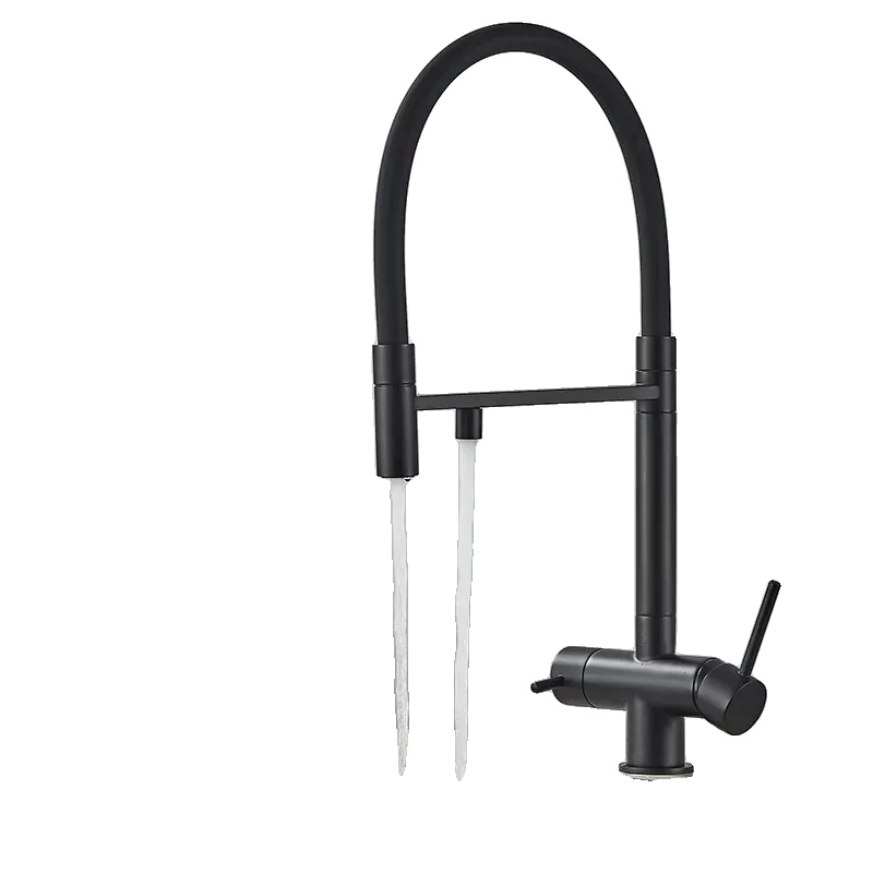 Wasserfilter-armatur, Flexibler Auslauf, Kompatibel Mit Heißem Und Kaltem Wasser, Schwarz