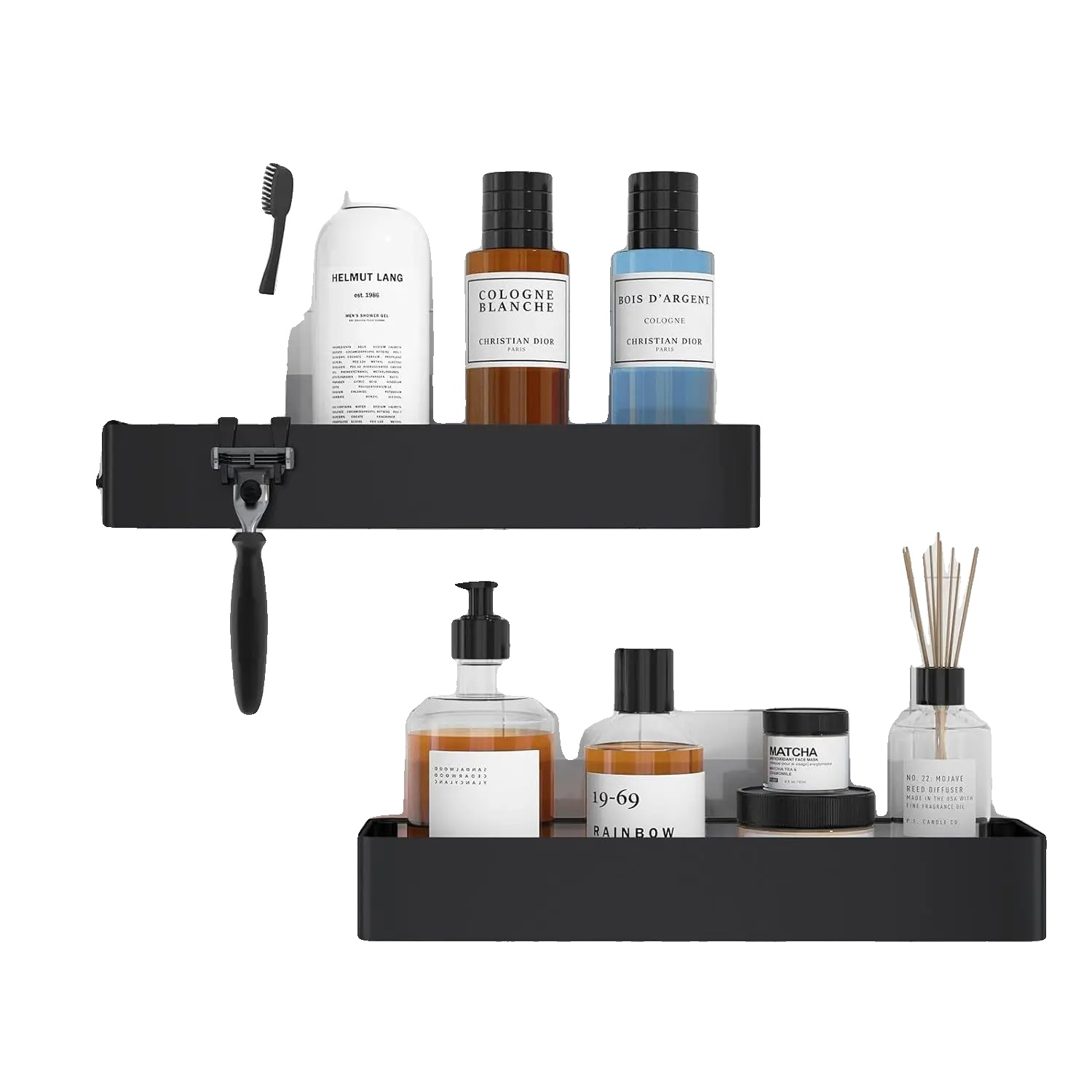Duschcaddy, Dual-tier, Wandmontiert, Schwarz