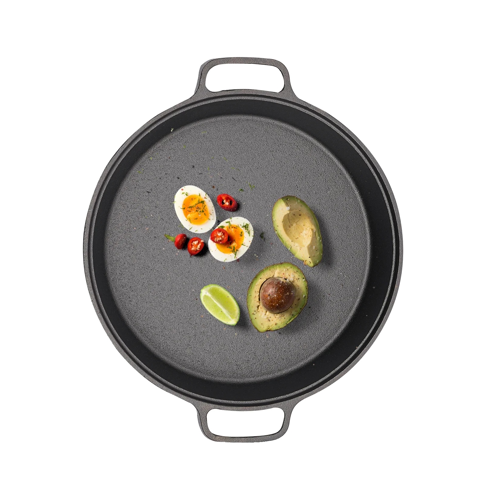 Bratpfanne, Gusseisen, Ø 25 Cm, Dicke 0,16-0,24 Zoll, Kompatibel Mit Induktionskochern, Ausgezeichnete Wärmespeicherung
