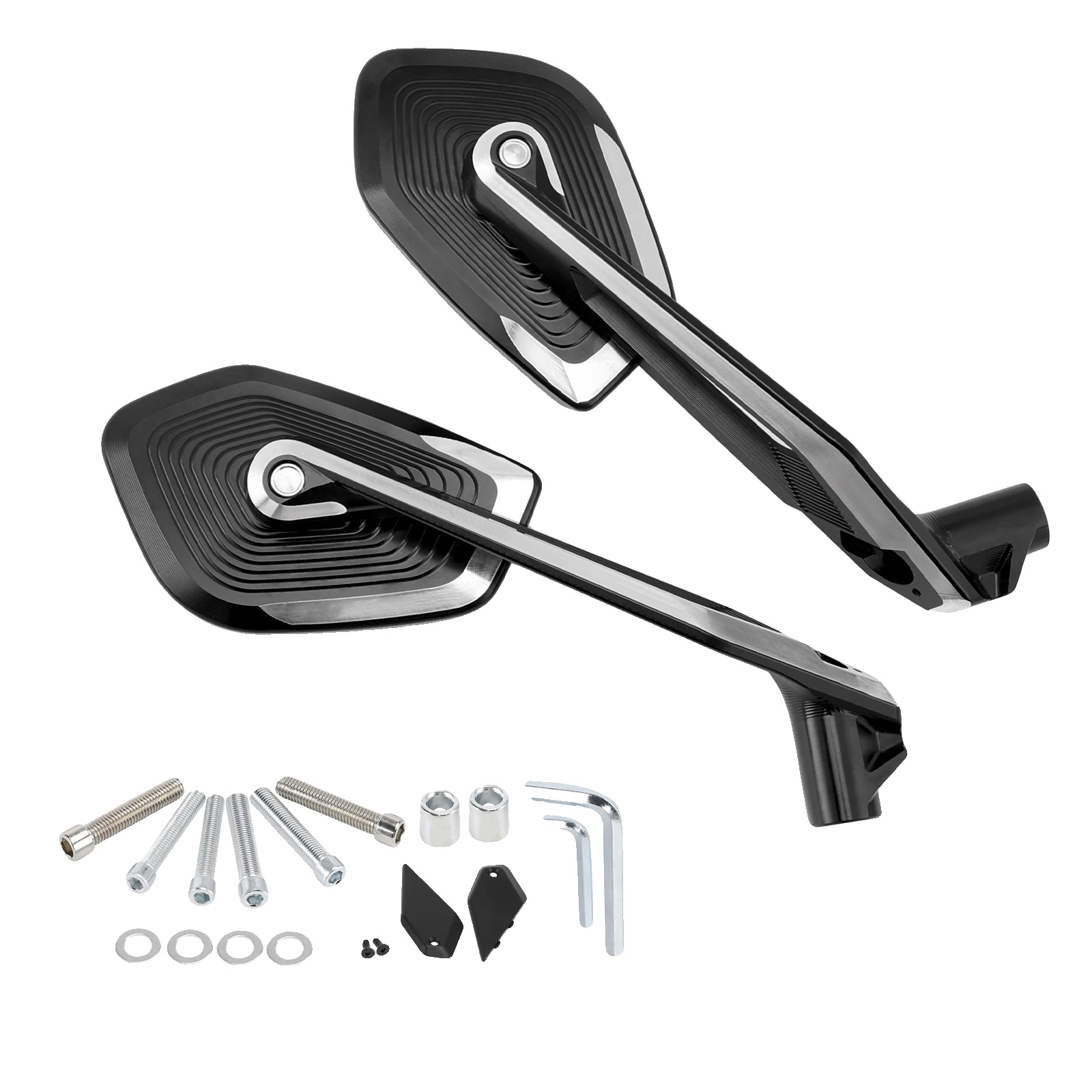 Rückspiegel, T-7075 Aluminium, Nicht Klappbar, Kompatibilität Mit Der Premium Adventure Motorradserie, Schwarze Oberfläche, Unregelmäßige Form