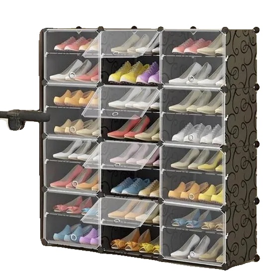 Schuhregal, 12 Fächer Stauraum, Langlebige Montage Möbel, Schwarz