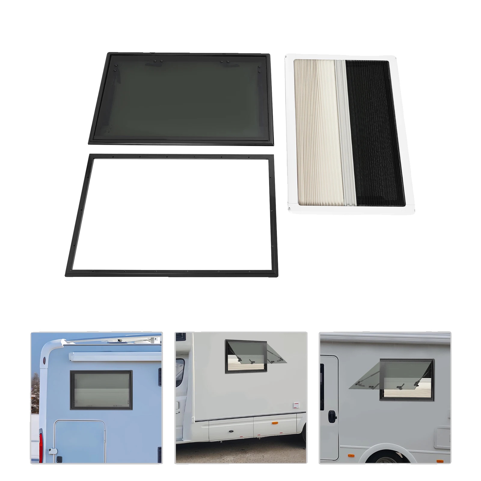 Rv Ausziehfenster, 800mm X 500mm, Aluminiumlegierung, 85 Grad Öffnung, Versteckte Faltbildschirme, Belüftungssystem