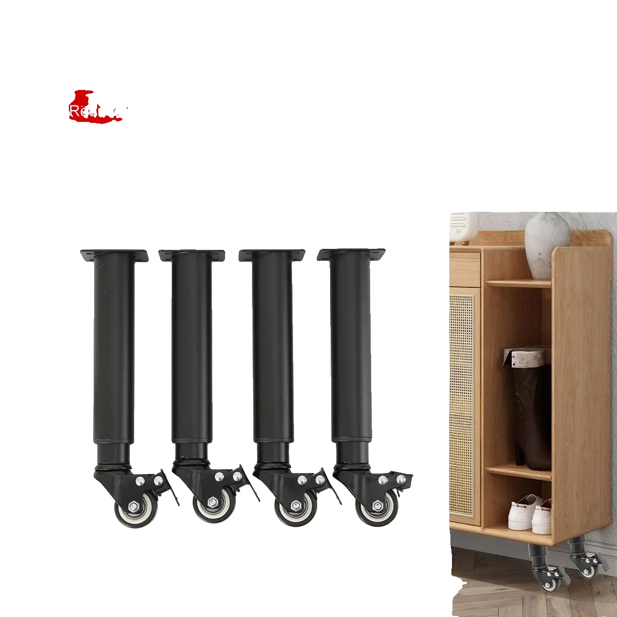 Möbelbeine Mit Rollen, Unterstützen 150 Kg, Höhenverstellbar, Universelle Drehrollen, 360° Drehung, Langlebige Materialien