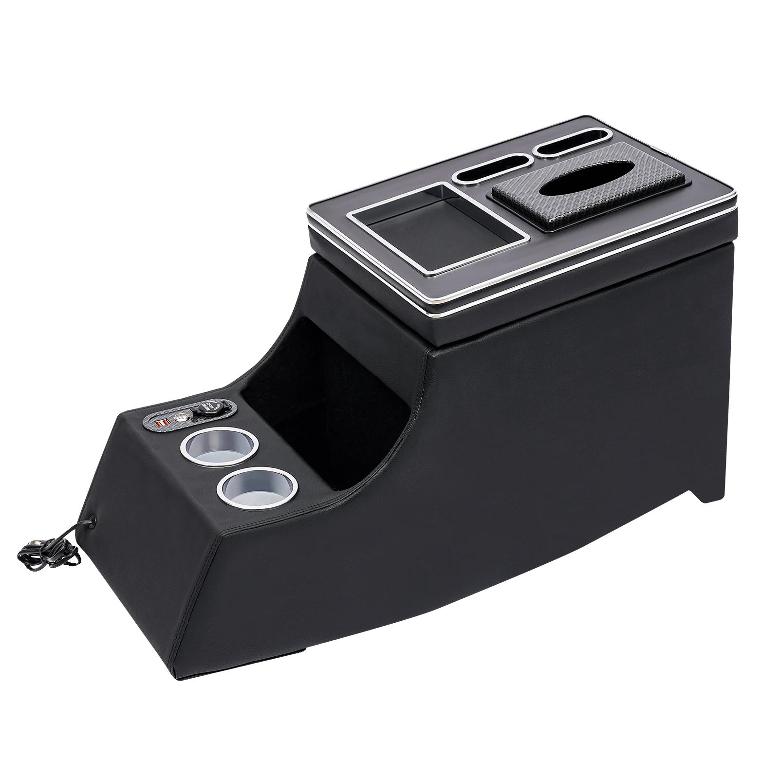 Armlehnenbox, Led-licht, Aufbewahrungsorganisator, Schwarz