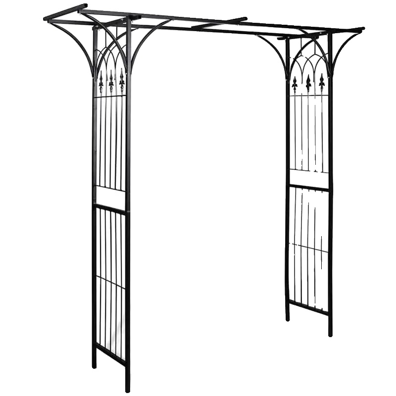 Gartenbogen, Schwerlastmetall, Rustikales Design, Schwarz