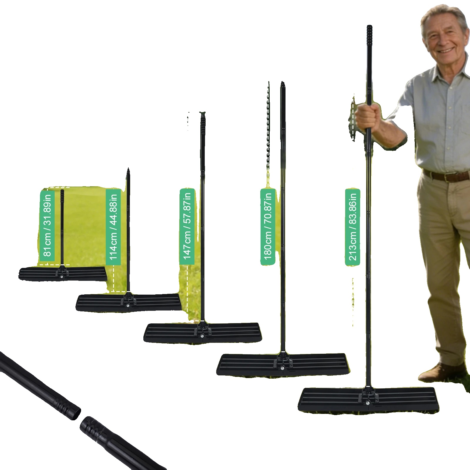 Rasenebene-rake, Verstellbarer Griff, Langlebige Konstruktion, Set3