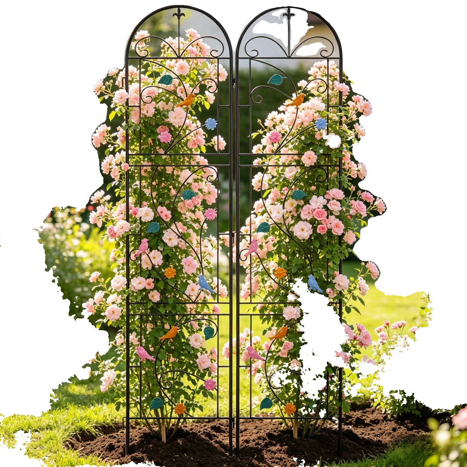 Garten-spalier, Rustikales Eisen-design, Vertikale Pflanzenstütze, Schwarz