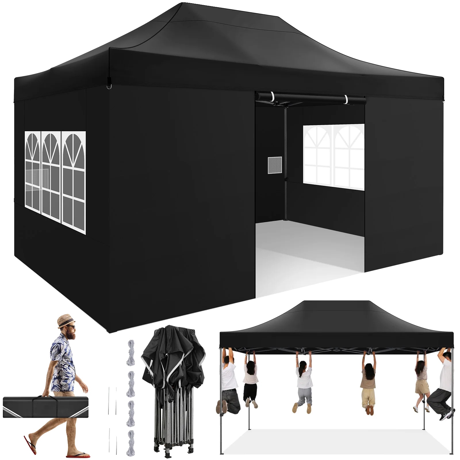 Pavillon, Wasserdicht, Robuster Rahmen, Schwarz