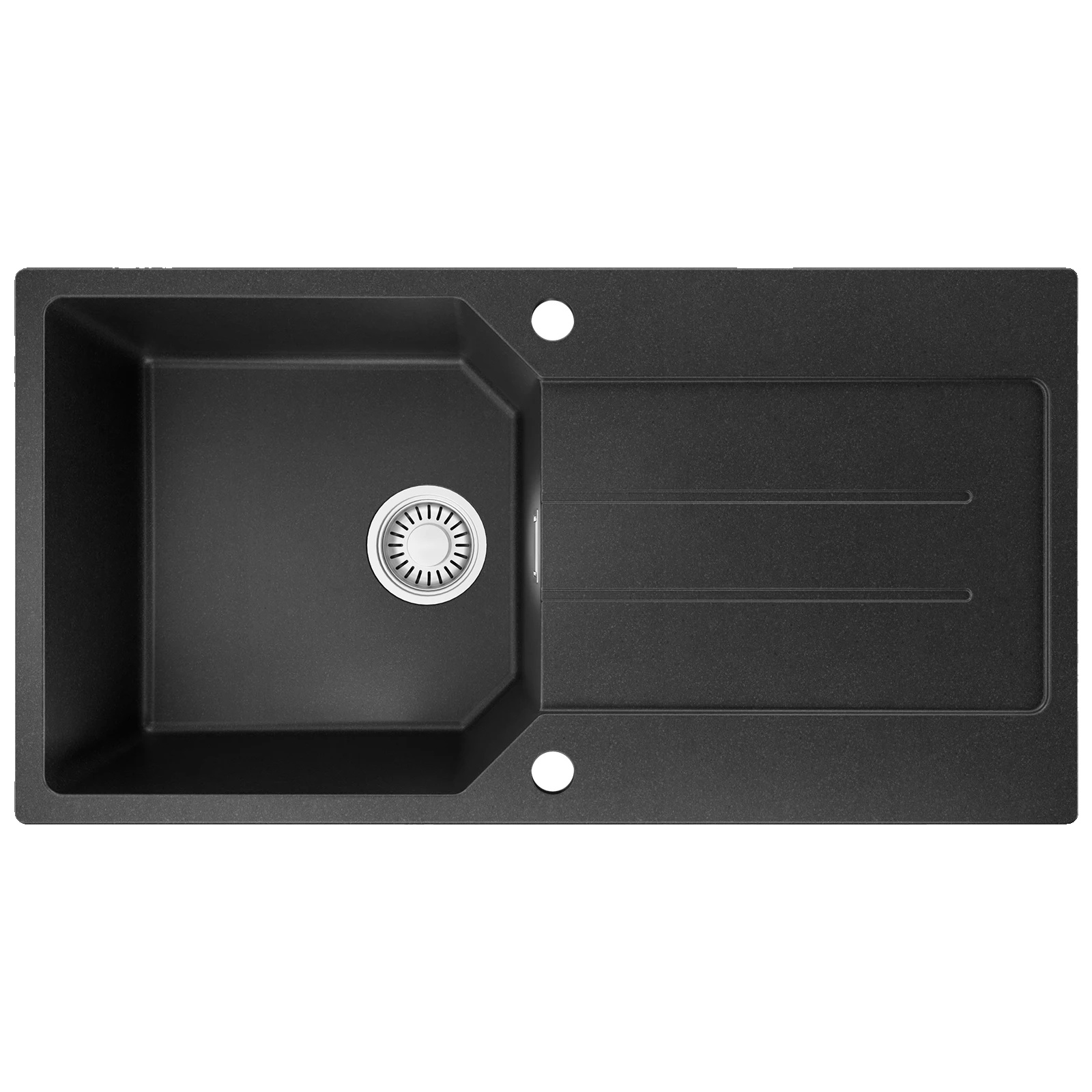 Küchenspüle, Quarzkomposit, Einzelbecken, Schwarz