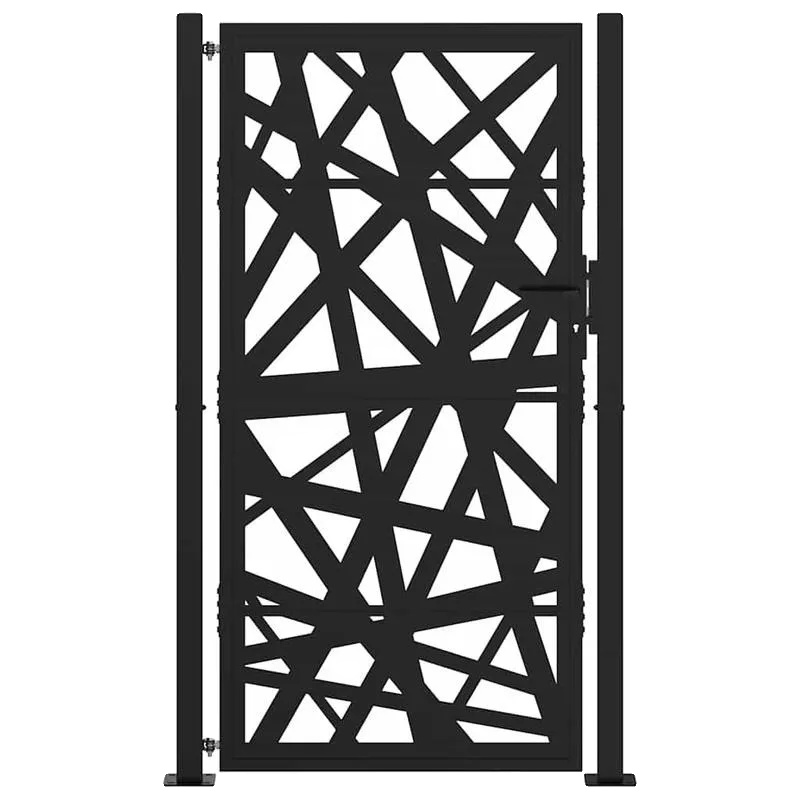 Gartentor, Leichtstahl, Geeignet Für Modernen Stil, 100x175 Cm, Schwarz
