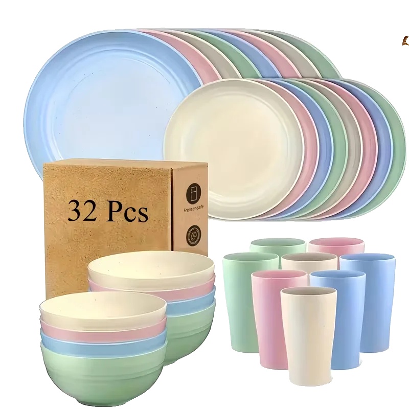 Geschirrset, Edelstahl, Mikrowellen- Und Spülmaschinenfest, 32pcs-farbe