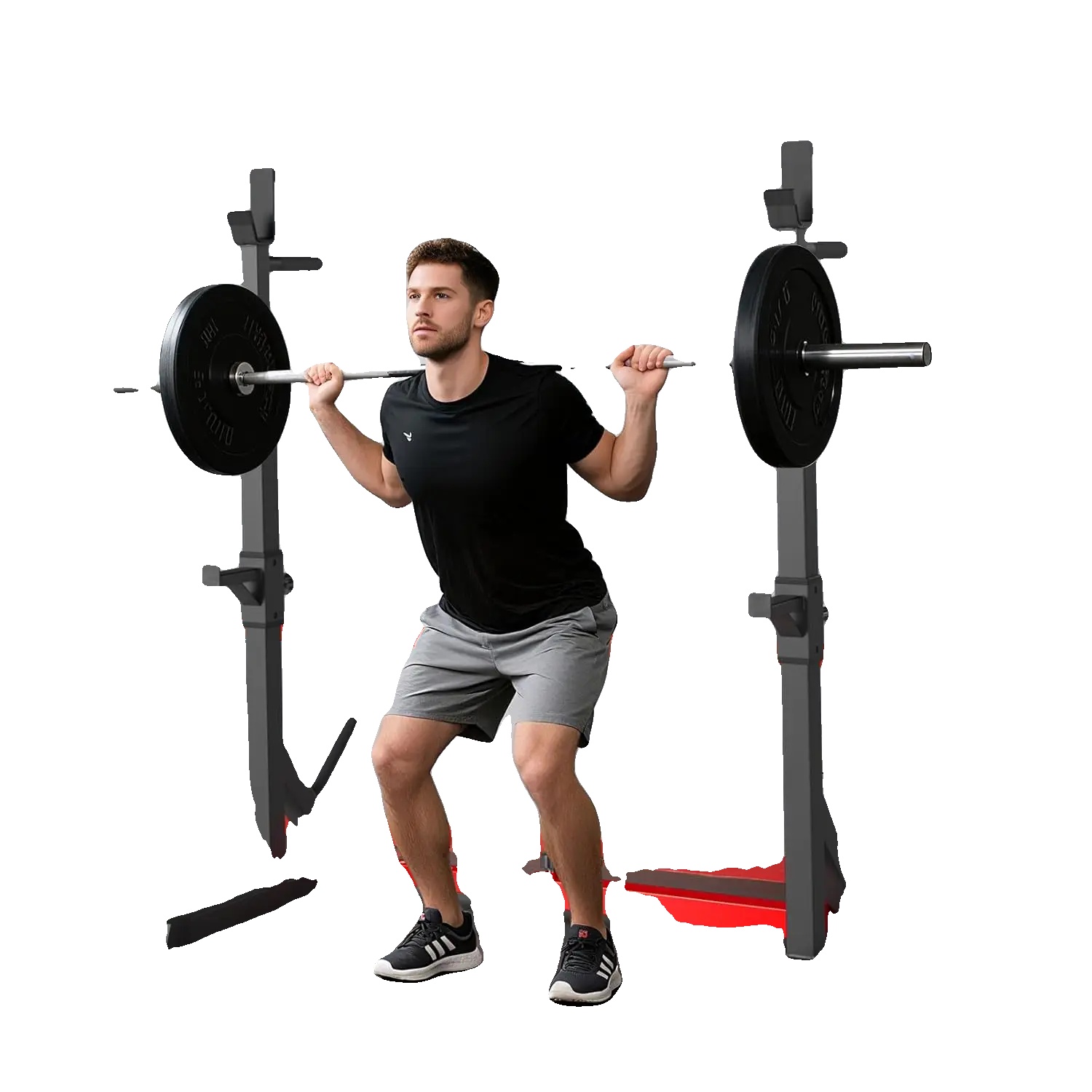 Kniebeugenständer, Maximale Belastung 250 Kg, Verstellbare Höhe 98-156 Cm, Sicherheitsregalhöhe 64-83 Cm, Abstand Zwischen Regalen 73-119 Cm, 3-in-1