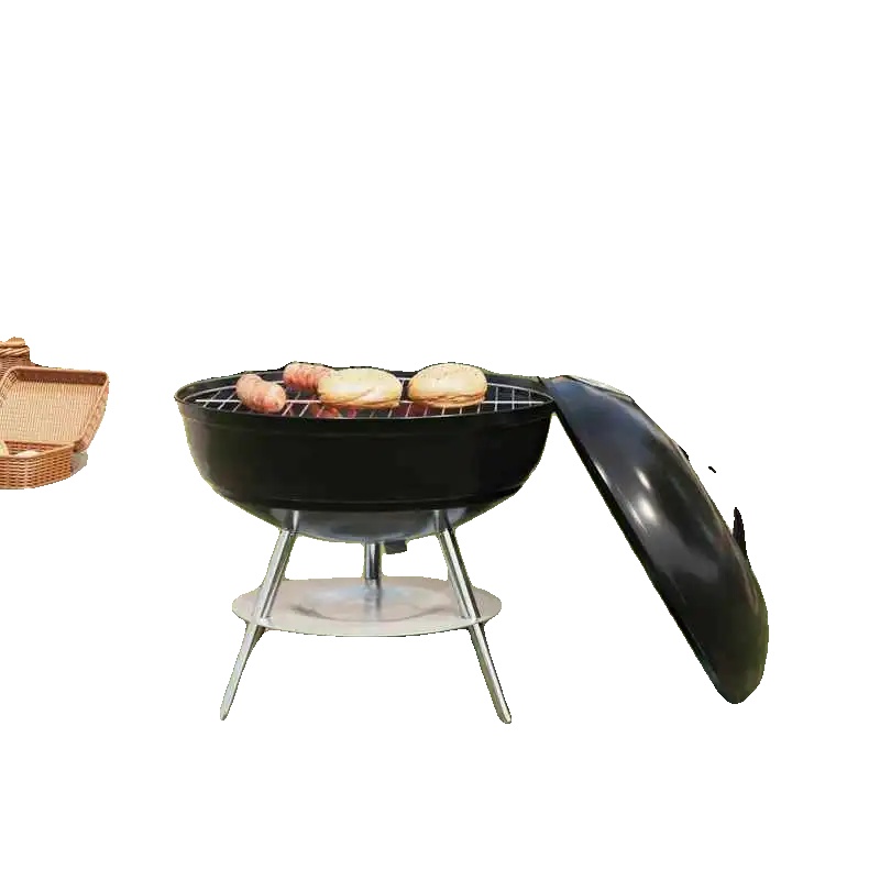 Holzkohlegrill, Konstruktion Aus Legiertem Stahl, Abnehmbarer Aschebehälter, Schwarz
