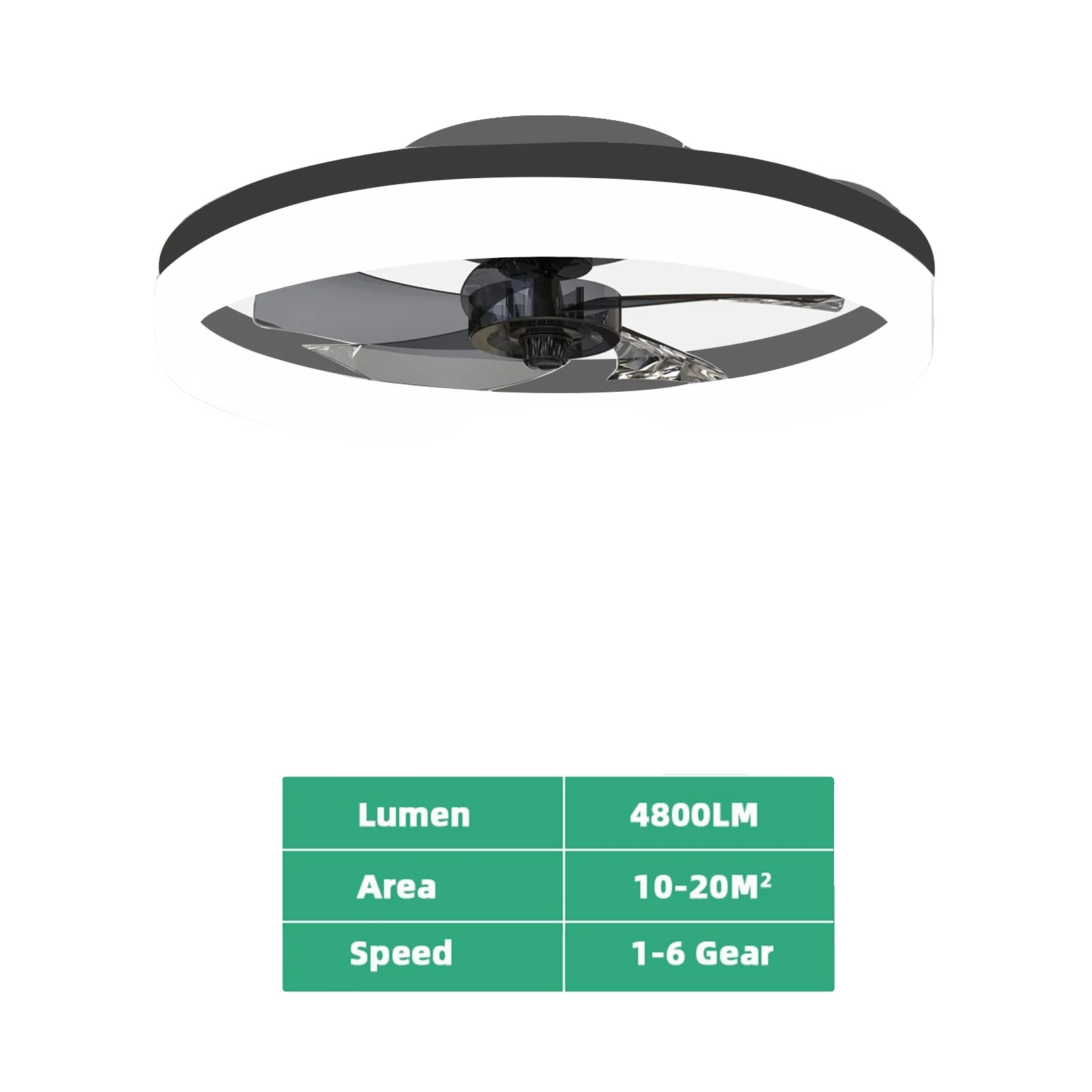 Deckenventilator, Dimmbare Beleuchtung, Fernbedienung, Schwarz