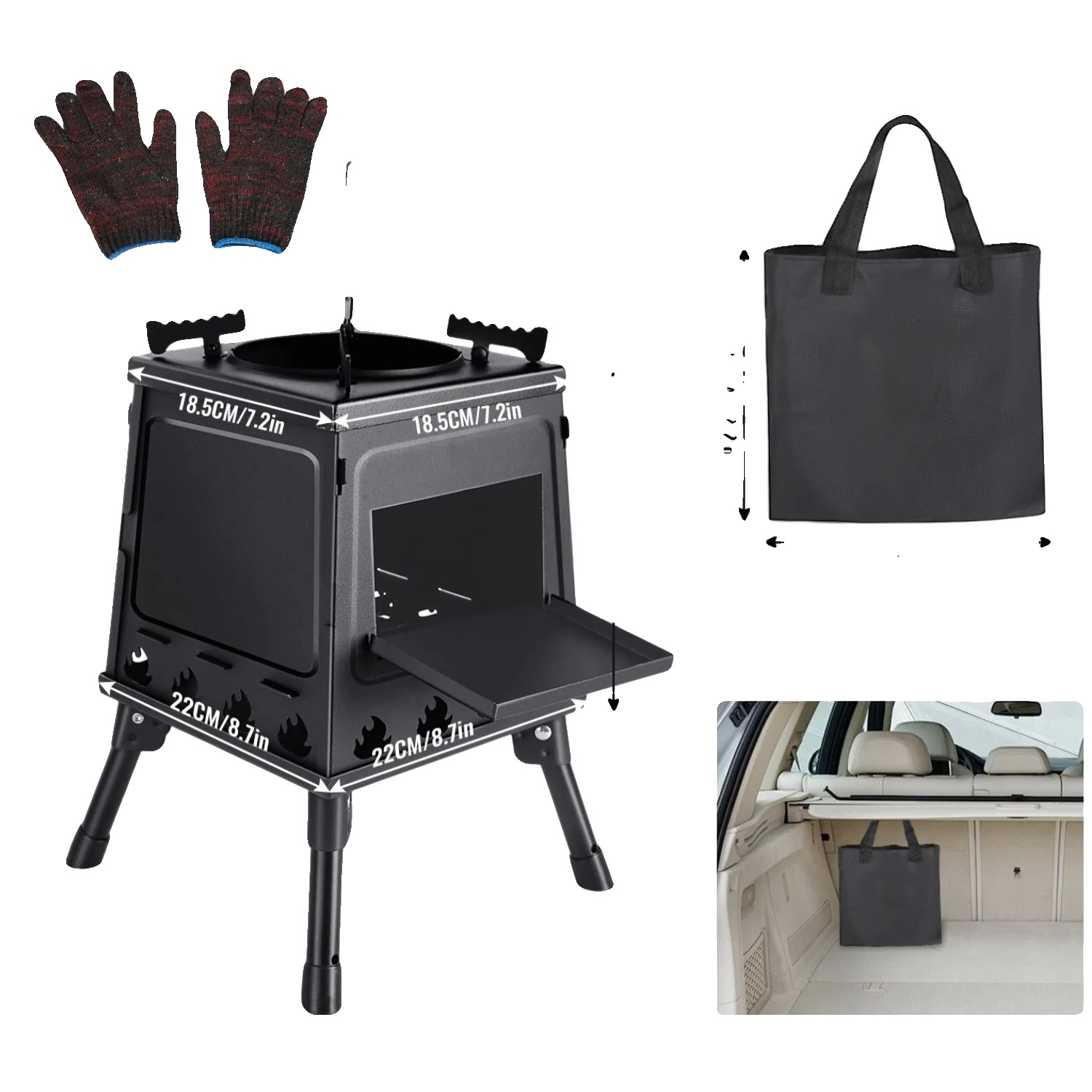 Campingkocher, Tragbares Design, Vielseitige Kochmöglichkeiten, Schwarz