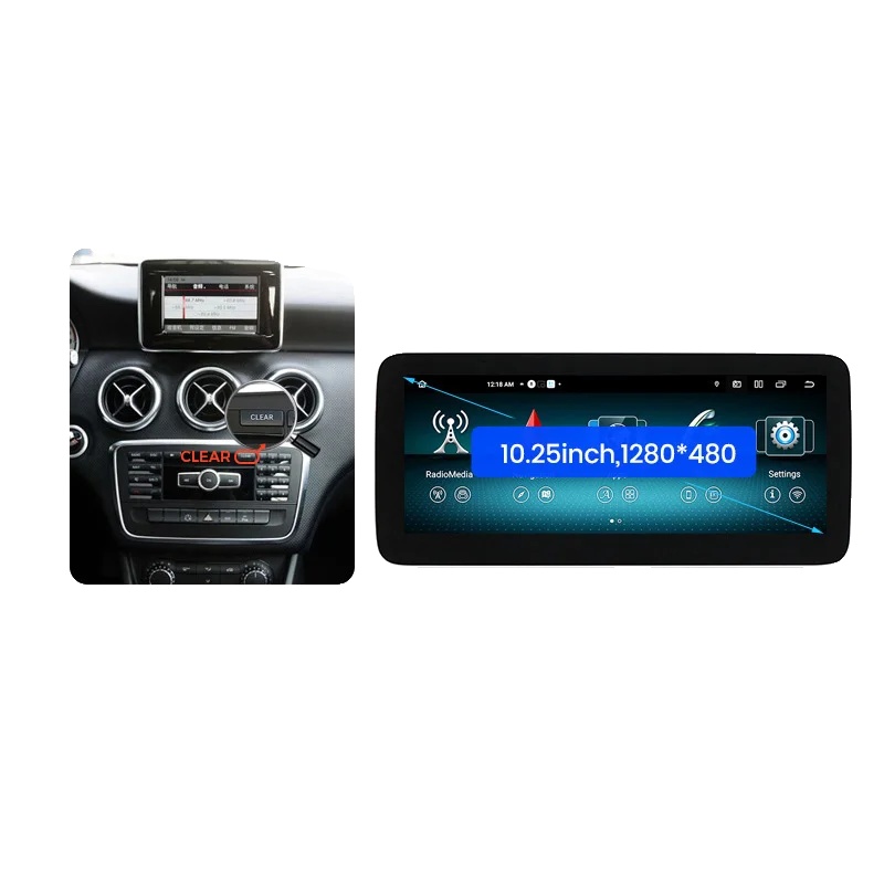 Autoradio Stereo, Smartphone-kompatibilität, Multimedia-funktionen, Kompatibel Mit Benz A / Gla / Cla Klasse, 10.25" 4-64gb 4.5